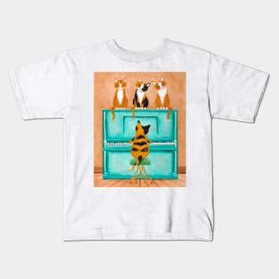 A Purrfect Piano Purrformance Kids T-Shirt